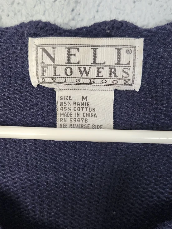 Nell Flowers Navy Floral Embroidered Button-Front Sweater - Picture 4 of 6